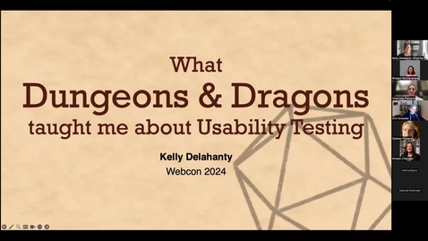 Thumbnail for December Web Con Workshop: What Dungeons and Dragons Taught Me About Usability Testing
