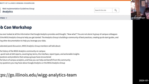 Thumbnail for January Web Con Workshop: WIGG Analytics Group: Building Skill Sharing Community On-Campus