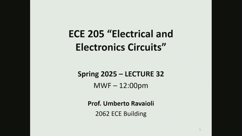 Thumbnail for ECE 205 Spring 2025 - Lecture 32