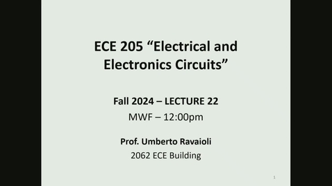 Thumbnail for ECE 205 Spring 2025 - Lecture 22
