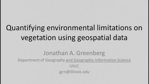 Thumbnail for NRES 2012 Spring Seminar Series - Jonathan A. Greenberg