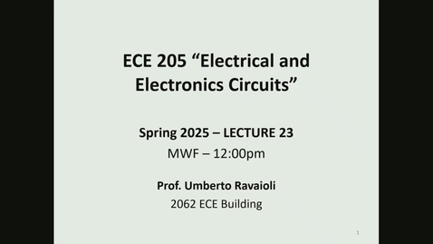 Thumbnail for ECE 205 Spring 2025 - Lecture 23