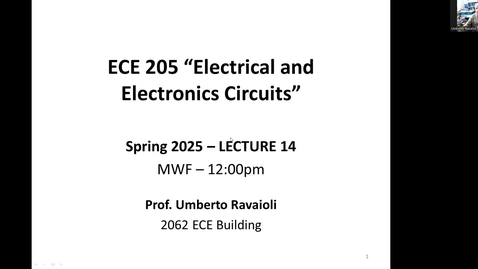 Thumbnail for ECE 205 Spring 2025 - Lecture14